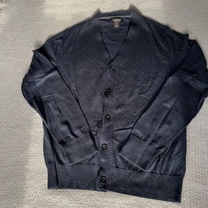 Banana Republic Men's Dark Blue Cardigan - Silk, Cotton, Cashmere